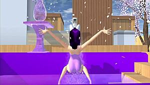 Cartoon Fox Girl Dances Seductively on Your Lap in Sakura School Simulator POV Scene.