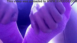 showing my new pink socks and tired feet