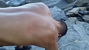 Gay African double act enjoys anal sex on beach