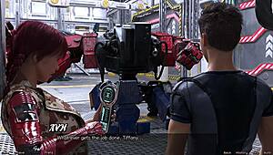 stranded in space, flirting with a half robot girl