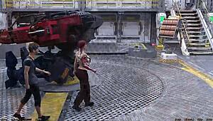 stranded in space, flirting with a half robot girl