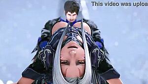 ffxiv dragoon miqote and hyur bang hard in animated action.