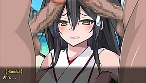 battle shrine maiden honoka part 4 with fingering blowjob masturbation