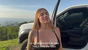 Outdoor fuck and creampie with Colombian model Sara Blonde from Sexdater.