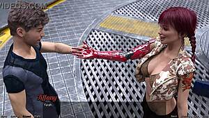 stranded in space, flirting with a half robot girl