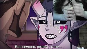 Demon girl femdom dominates with big natural tits in hentai