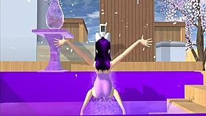 Cartoon Fox Girl Dances Seductively on Your Lap in Sakura School Simulator POV Scene.