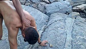 Gay African double act enjoys anal sex on beach