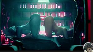 horny juno and ellie go ass to ass with toys in mass effect zone