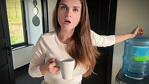 Stepmother’s Huge Boner Grabbed by Stepson in Office Play