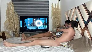 My Best Friend Sucks Boyfriend's Dick During Movie Night