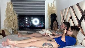 My Best Friend Sucks Boyfriend's Dick During Movie Night