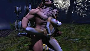 Restless night with furry yiff in wild 3D action.