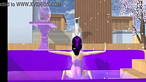 Cartoon Fox Girl Dances Seductively on Your Lap in Sakura School Simulator POV Scene.