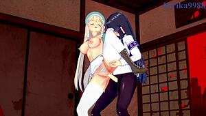 Ikaruga and Yomi have intense futanari sex in Senran Kagura hentai.