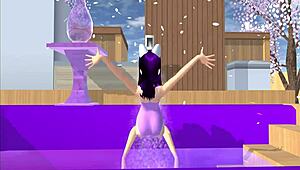 Cartoon Fox Girl Dances Seductively on Your Lap in Sakura School Simulator POV Scene.