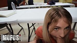Horny students Emma Bugg and Victor Ray in action