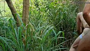 maduro farmer bangs construction worker in the wild bush setting.