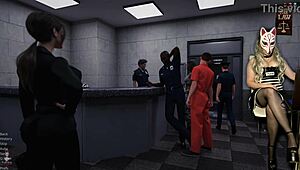 Yo, check this prison guard ep 1 with wild roleplay. Big tits milf in costume gets double action in cartoon style.