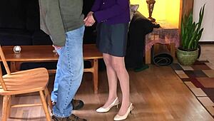 man, sexy milf in heels and nylons bangs young neighbor hard