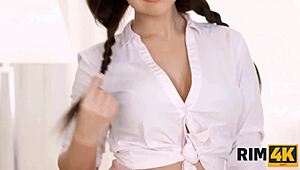 rim4k stud licks cutie's wet pussy then gets anus licked in return