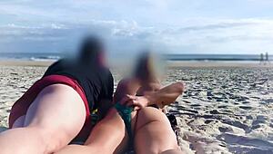 Milf shocked by dick in anus on public beach!