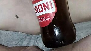 Gretala Pregnant Excited Rubs Bottle on Her Juicy Pussy Lips