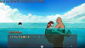 Hey, in this hentai game, my friend’s getting pounded at the beach