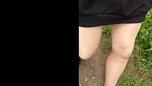 german chubby amateur flashes nylon in public on a cable car mountain visit