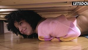 i can’t believe romy indy got stuck under the bed. curly slut banged deep in horny hostel!