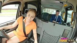 Female Fake Taxi Driver Bangs Lucky Guy Outdoors