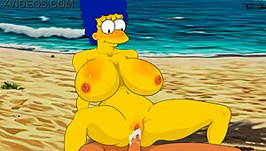 Marge Strips on Nude Beach in Simpsons Animation