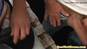 Butch muscular hunks go wild in a steamy orgy