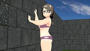 Plump girl plays tennis in animation