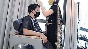 Indian Barber Gets Wild While Cutting Hair Hard!