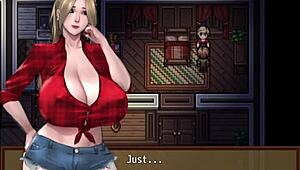 Watching a Movie with Busty Woman in Hentai Game
