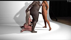 Denice and Alexia drive me wild in interracial threesome action.