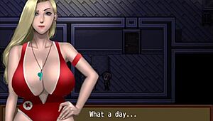 Watching a Movie with Busty Woman in Hentai Game