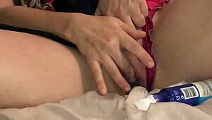 French Blonde Amateur In Glamorous Lingerie, Heels, And Stockings Masturbates With Sex Toys During Clothed Sex.