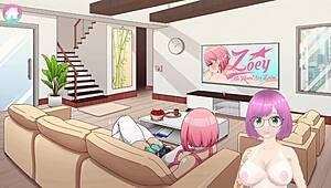 zoey horney hangs out with horny roommates in anime style