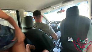 Casada Sucking Me While Husband Drives the Car