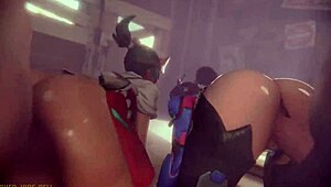 dva vs kiriko in anime hentai battle