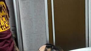 Amateur 18-year-old petite teen takes facial cumshot. Her small tits bounce with every thrust.