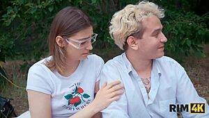 rim4k, two russian teen girls share outdoor rimjob action