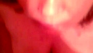 Hot bathtub blowjob and cum on those big natural tits in the bathroom!