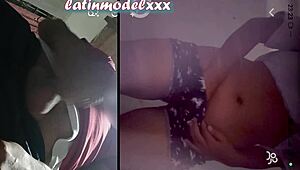 Old lover pleases curvy Latina model during solo session