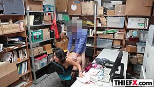 The only way for the thief to escape is to open her tender legs