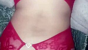 red lingerie filled with cum from group swingers