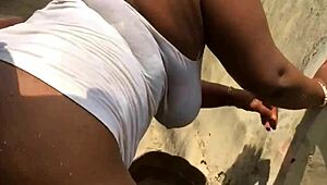 dirty bbw chick got pounded doggystyle during outdoor laundry