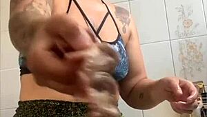 married woman records cooking videos to flash her pussy online